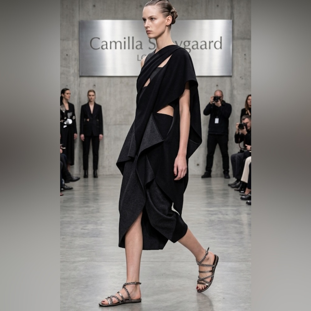 Authentic Camilla Skovgaard designer silver leather chain sandals sz 7 Euro 37